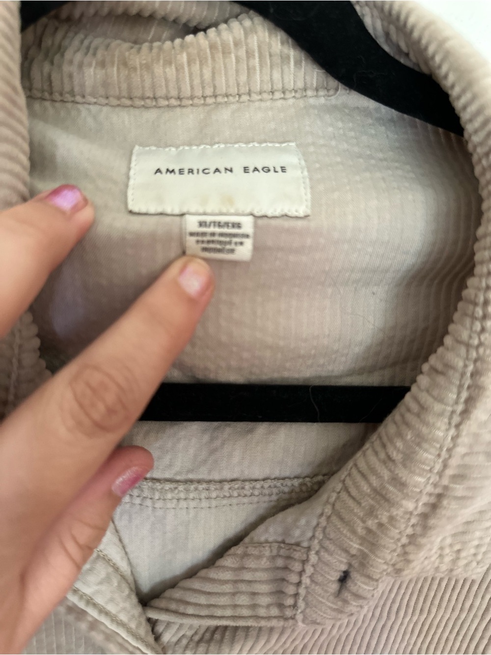 American Eagle Outfitters Cream Corduroy Button-Up Top - Picture 2 of 3
